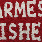 Warmest Wishes Hooked Wool Christmas Throw Pillow, close-up detail