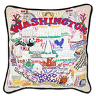 Washington DC Capital State hand-embroidered throw pillow showcasing iconic landmarks