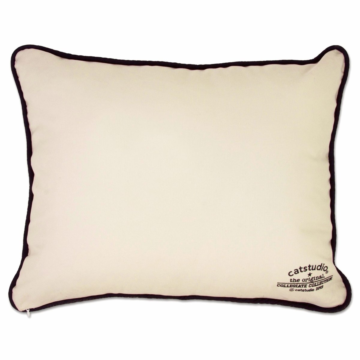Washington Huskies Embroidered College Pillow - back view showing velvet backing and zipper