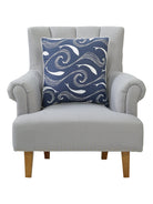 Wave Sand Fish Printed Throw Pillow on an armchair, showing the throw pillow at room scale, 20x20 inch