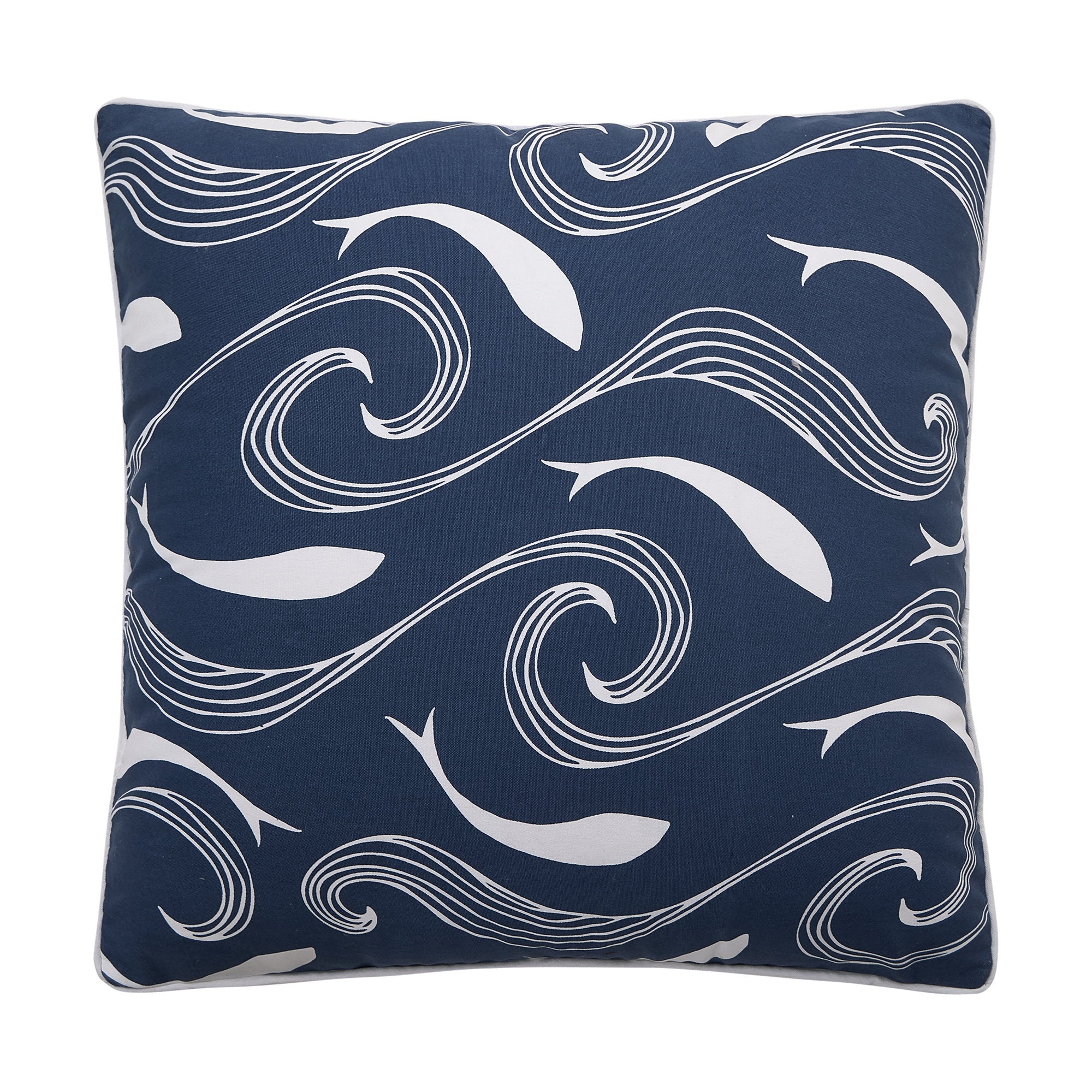 Wave Sand Fish Printed Throw Pillow, 20x20 inch, front view