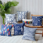 Waves Printed Throw Pillow shown alongside other designs in the same collection, 20x20 inch