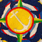 Hand-stitched wool detail of Whales And Anchor Wool Hooked needlepoint pillow showing intricate weave pattern and texture