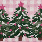 Whimsy Christmas Trees Hooked Wool Rug, close-up detail