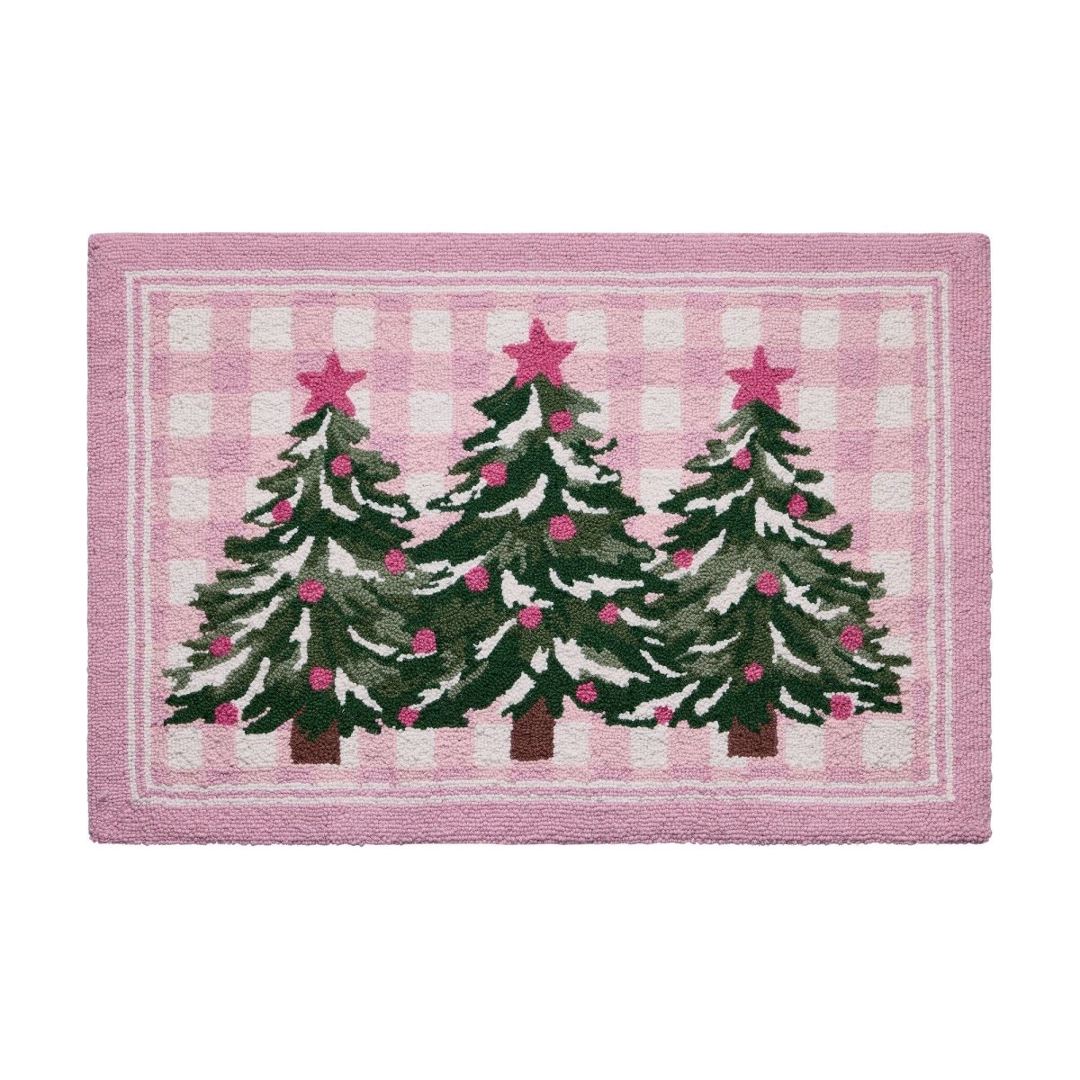Whimsy Christmas Trees Hooked Wool Rug, 2x3 feet, front view