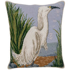 White Egret Colonial Williamsburg Wool Needlepoint Throw Pillow, 16x20, front view