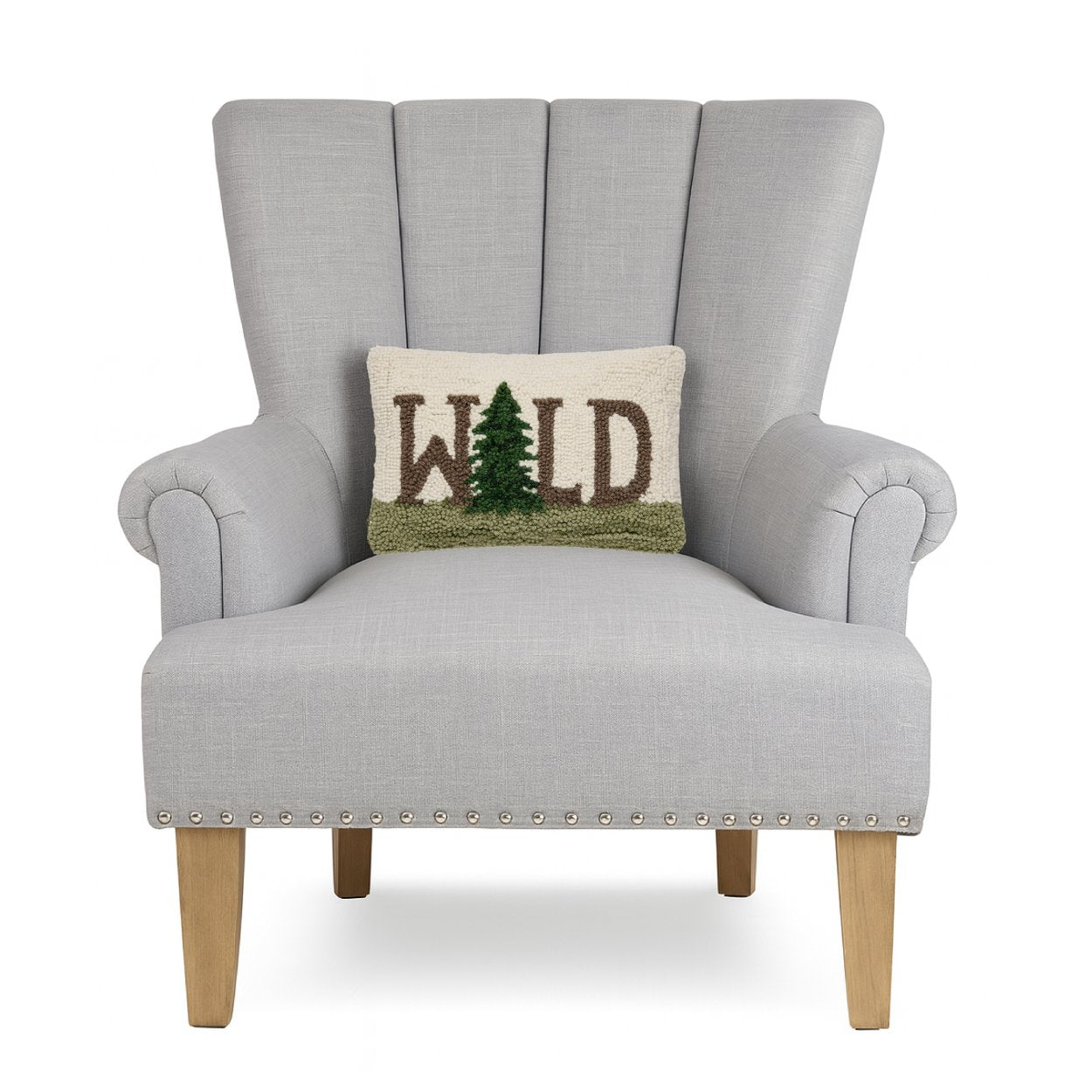 Wild Lodge Wool Hooked Throw Pillow, styled lifestyle view