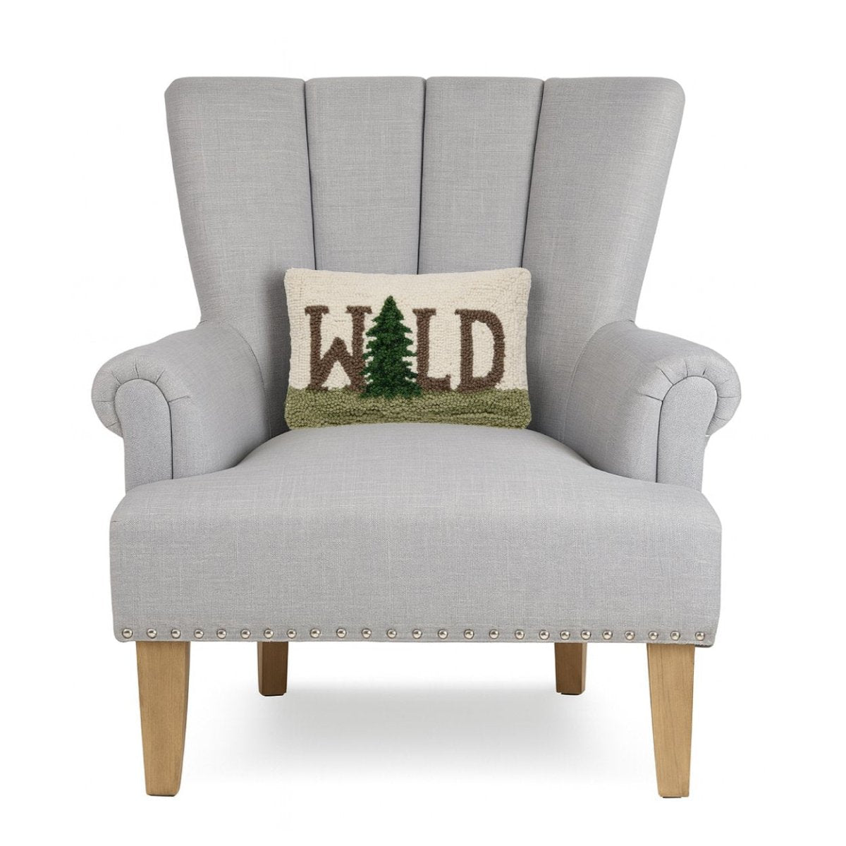 Wild Lodge Wool Hooked Throw Pillow, styled lifestyle view