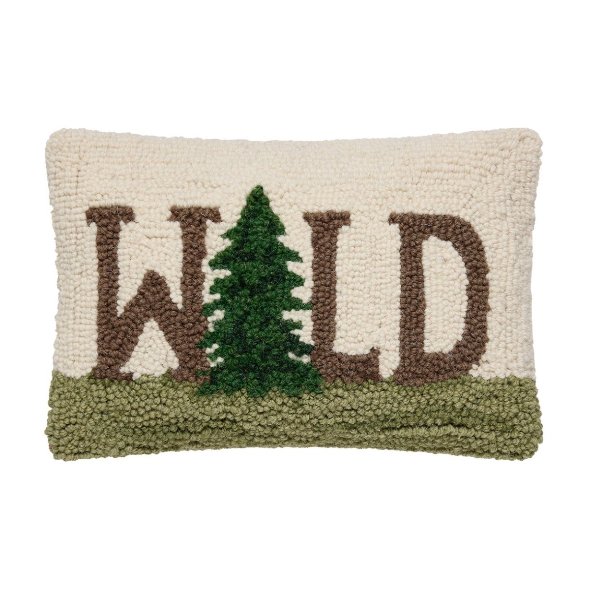 Wild Lodge Wool Hooked Throw Pillow, 8x12 inch, front view