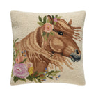 Windswept Horse Hooked Wool Throw Pillow, 18x18 inch, front view