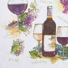 Closeup of Wine Kitchen Towel showing print and fabric detail