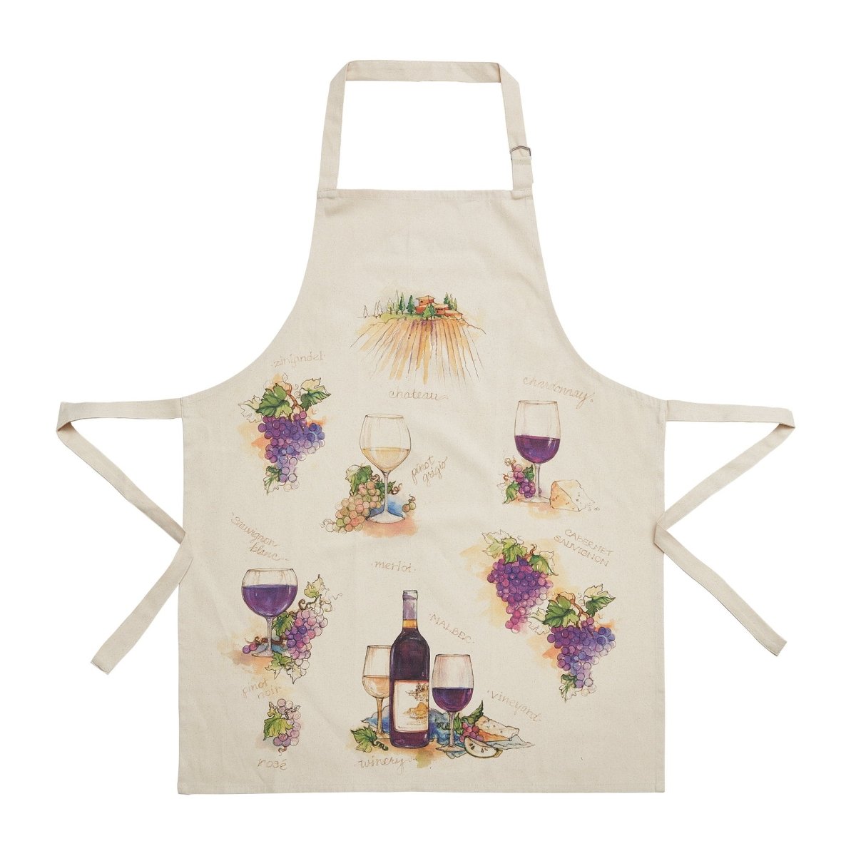 Wine Printed Apron, 28x34 inch, front view