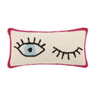 Wink Wink Hooked Wool Throw Pillow, 9x18 inch, front view