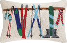 Winter Rack Hooked Wool Christmas Throw Pillow, 14x22 inch, front view