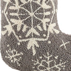 Closeup of Winter Snow Hooked Wool Christmas Stocking showing stitch texture and craftsmanship detail