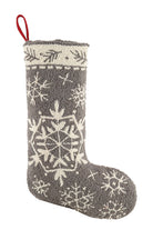 Winter Snow Hooked Wool Christmas Stocking, 12x20 inch, front view