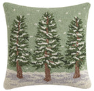 Winter Trees Hooked Wool Christmas Throw Pillow, 18x18 inch, front view