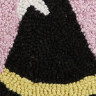Witch Hat with Stars Hooked Wool Halloween Throw Pillow, close-up detail