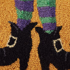 Witch Shoes Hooked Wool Halloween Throw Pillow, close-up detail