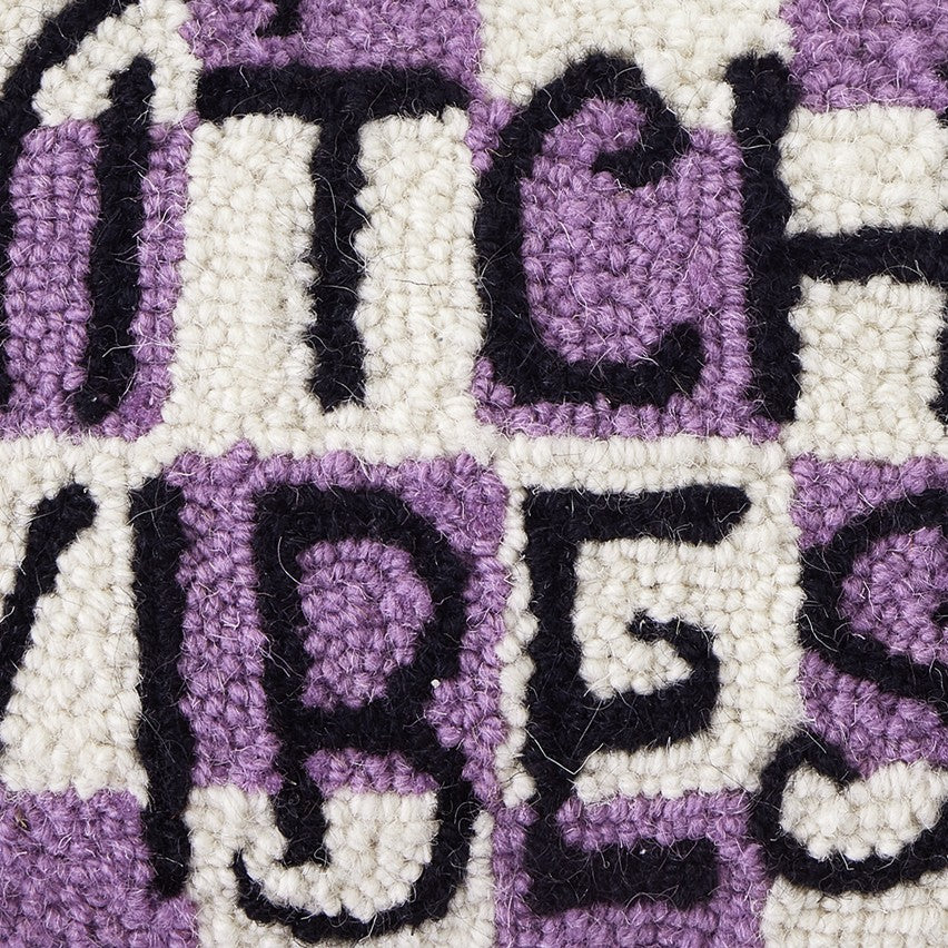 Witchy Vibes Hooked Wool Halloween Throw Pillow, close-up detail
