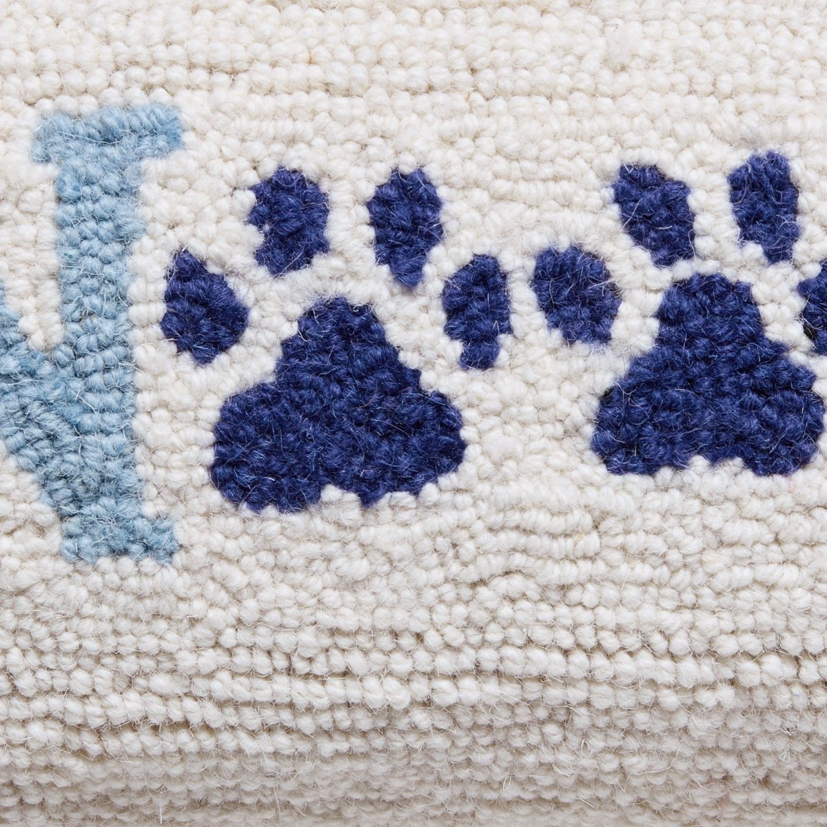 Woof Hooked Wool Throw Pillow, close-up detail
