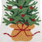 Wrapped Christmas Tree Hooked Wool Throw Pillow, close-up detail