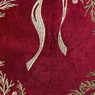 Wreath Velvet Embroidered Christmas Throw Pillow, close-up detail