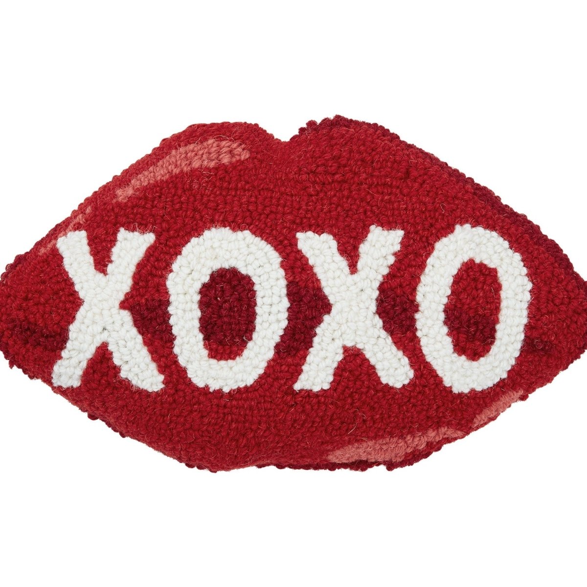 Xoxo Hooked Wool Valentine Throw Pillow, close-up detail