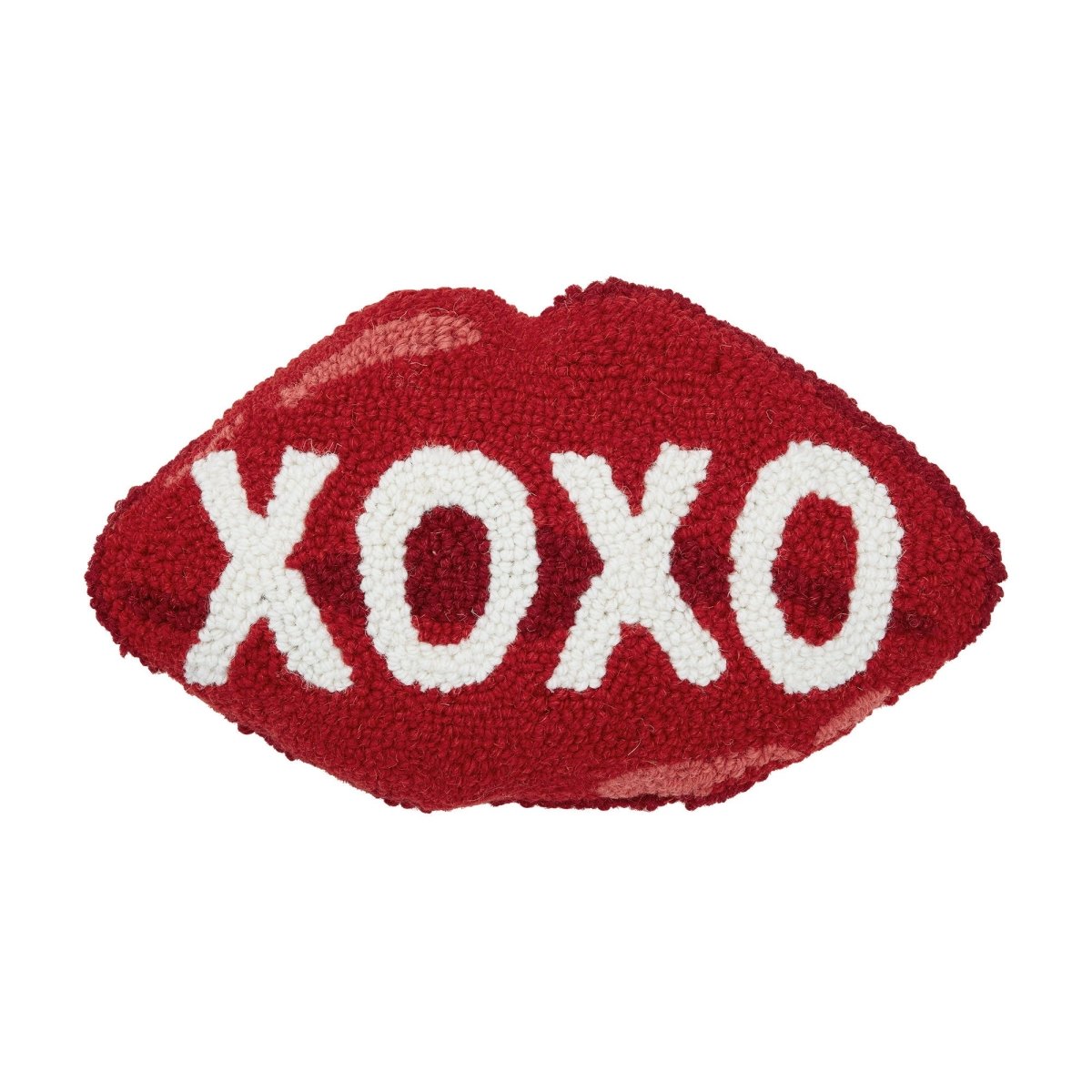 Xoxo Hooked Wool Valentine Throw Pillow, 8x12 inch, front view