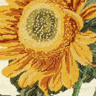 Yellow Sunflower Green Botanical pillow fabric closeup showing hand-embroidered needlepoint wool texture and color detail