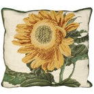 Yellow Sunflower Green needlepoint throw pillow with botanical floral design