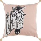 Zebra Embroidered Throw Pillow, close-up detail