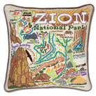 Zion Red Cliffs hand-embroidered throw pillow with artisan decorative design