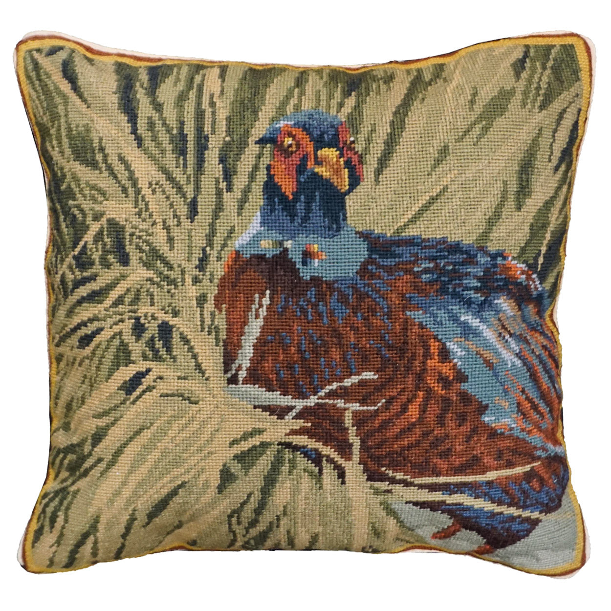 Pheasant in Tall Green Grass Wildlife Bird Throw Pillow, Size: 18x18