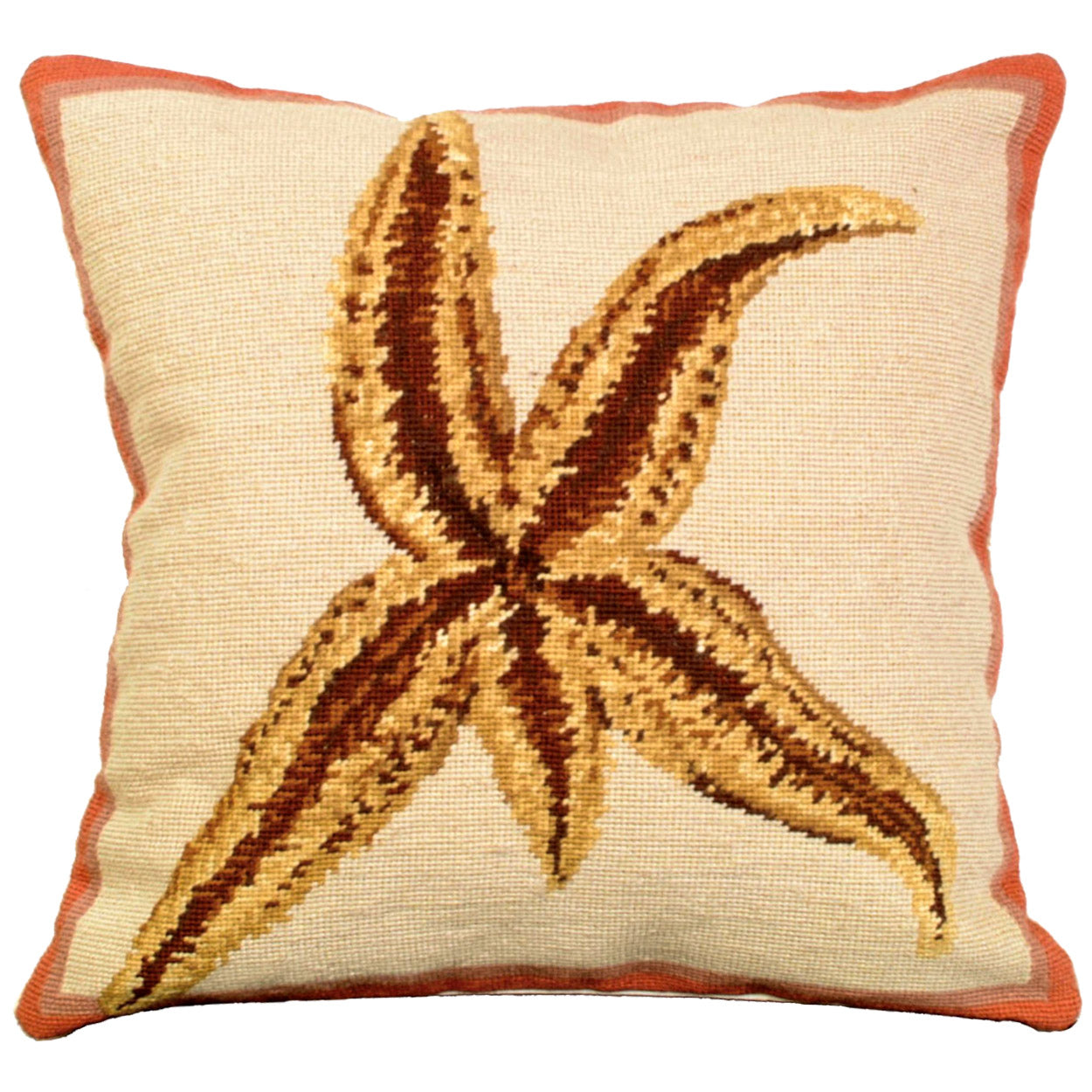 Sea Star Nautical Beach Decorative Needlepoint Throw Pillow, Size: 18x18