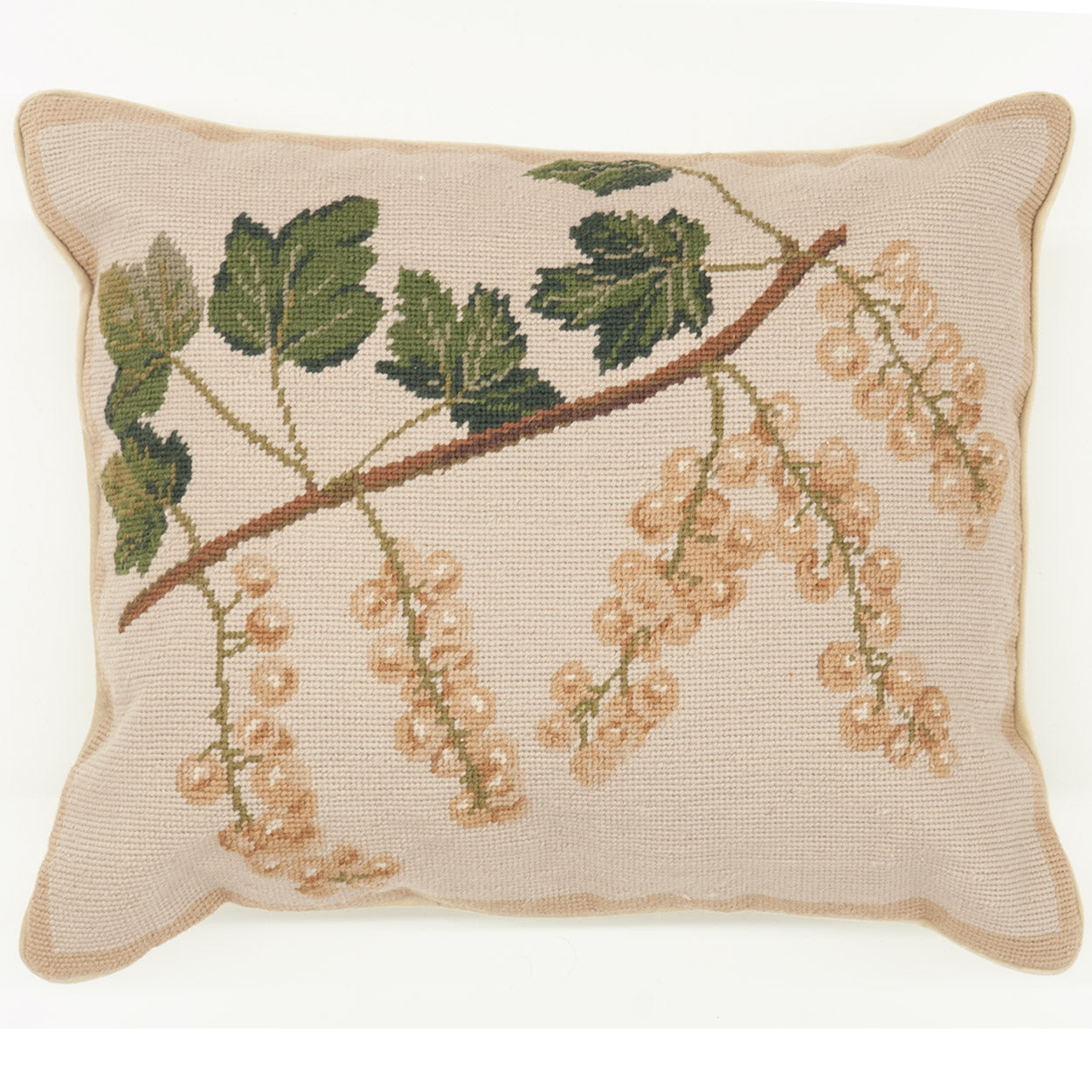 White Floral Currants Artisan Needlepoint Pillow, Size: 16x20